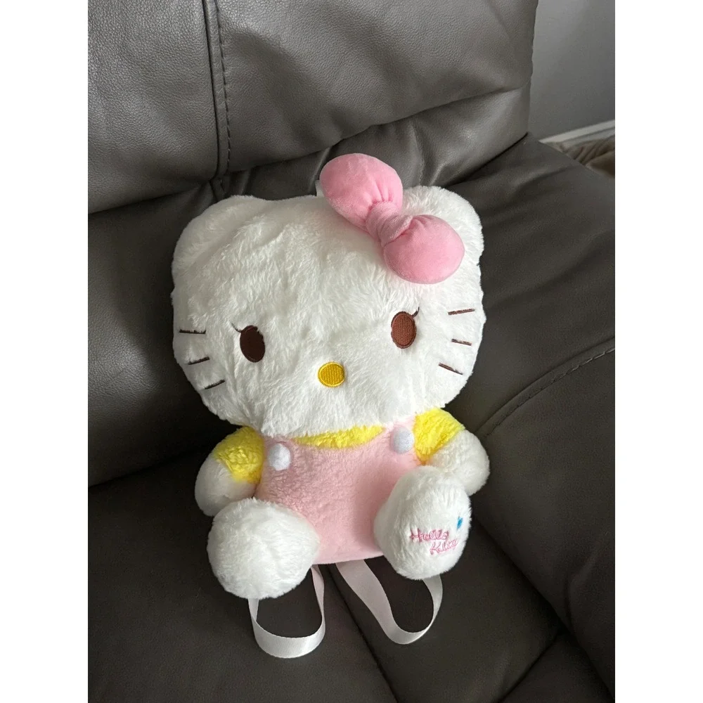 Hello Kitty Plush‎ Backpack White Pink Yellow Bow Cute School Bag 13